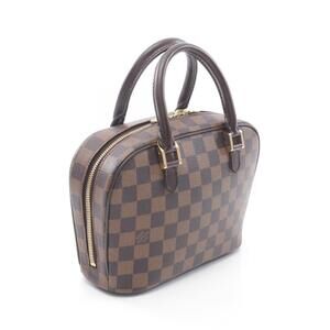 Louis Vuitton Saria Damier Ebene Brown Handbag Canvas Leather